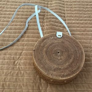 Anthropologie Street Level wicker Crossbody with White Details